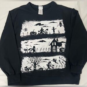 🕸️ Disney Halloween Sweatshirt 👻 | Mickey & Friends Haunted Scene | XXL